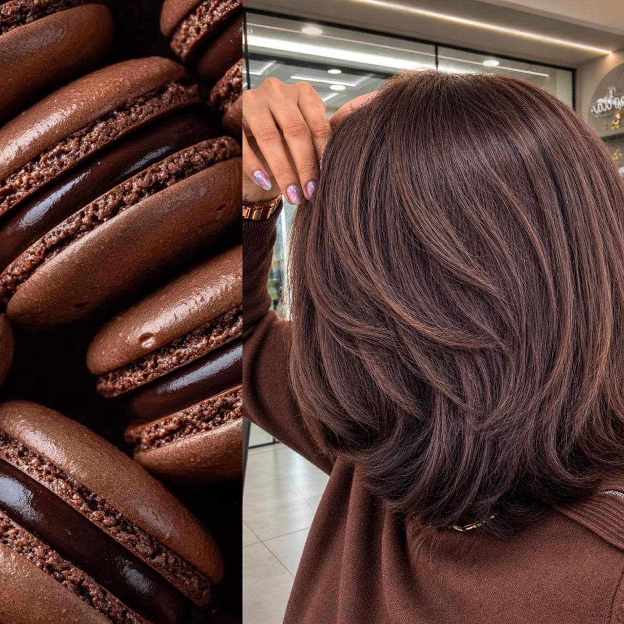 Chocolate-brown layered bob