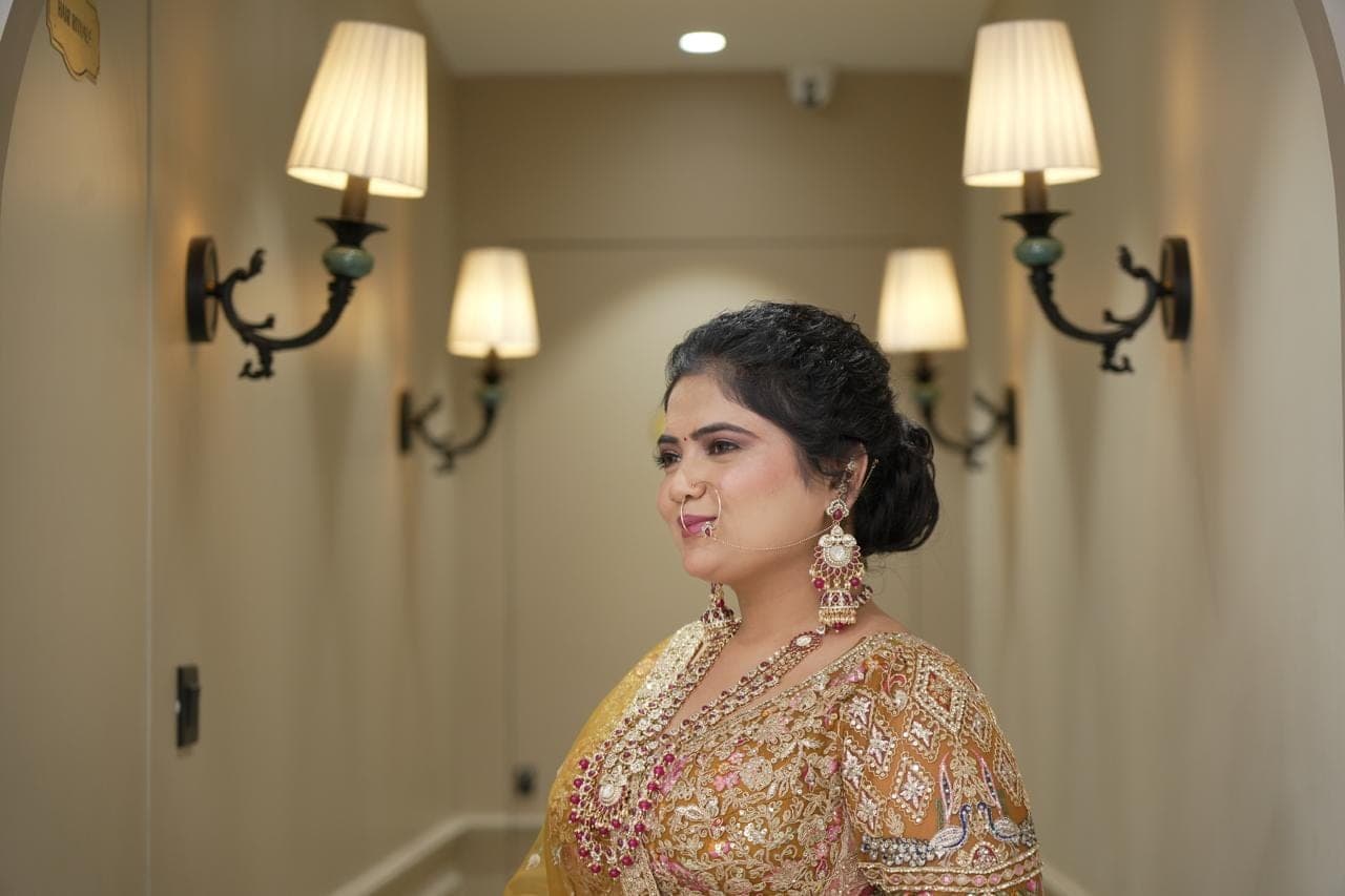 Gold bridal portrait, side profile