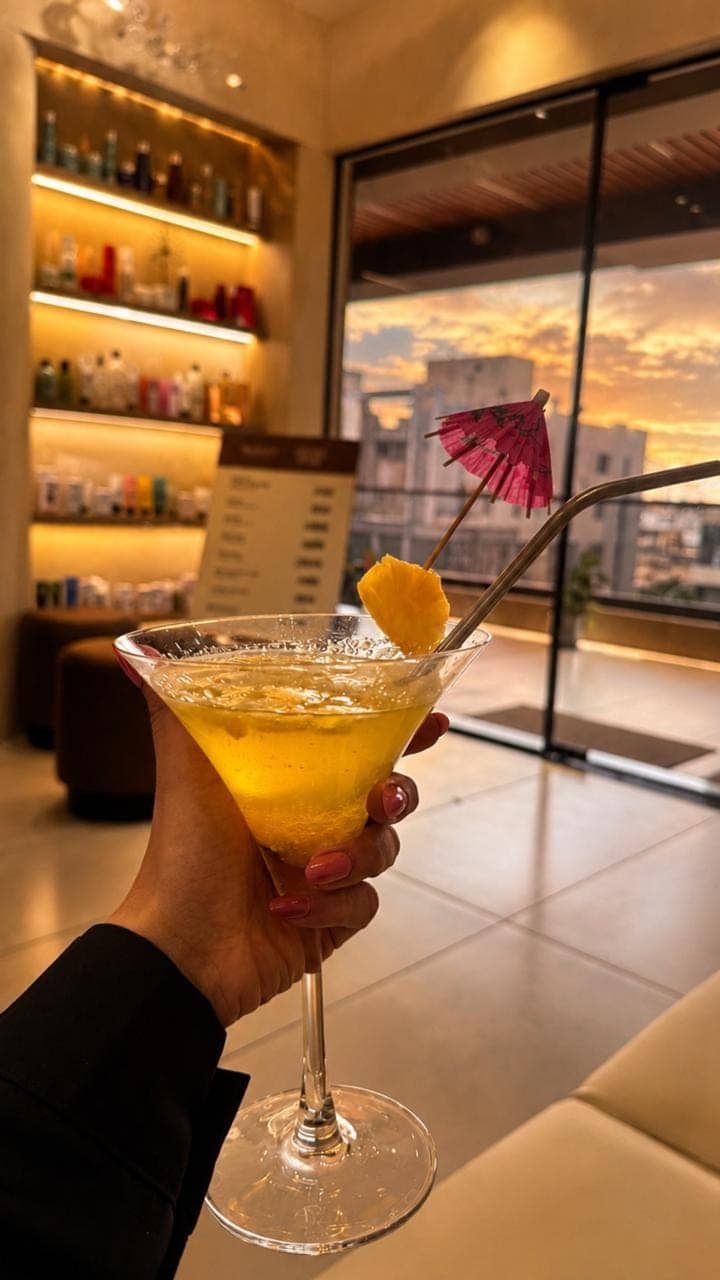 The Sélestia lounge at golden hour